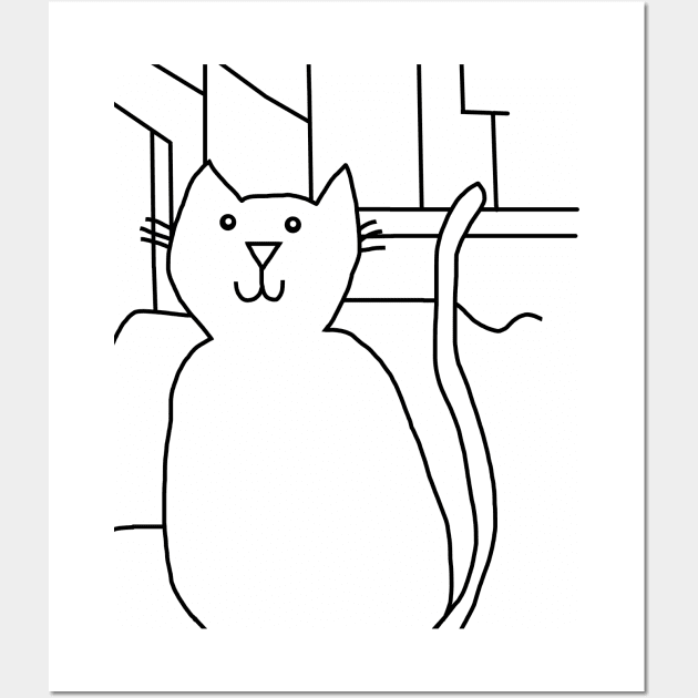 Cat In the City Line Drawing Wall Art by ellenhenryart